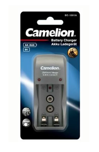 CARGADOR DE BATERÍAS CAMELION P/ AA, AAA Y 9V